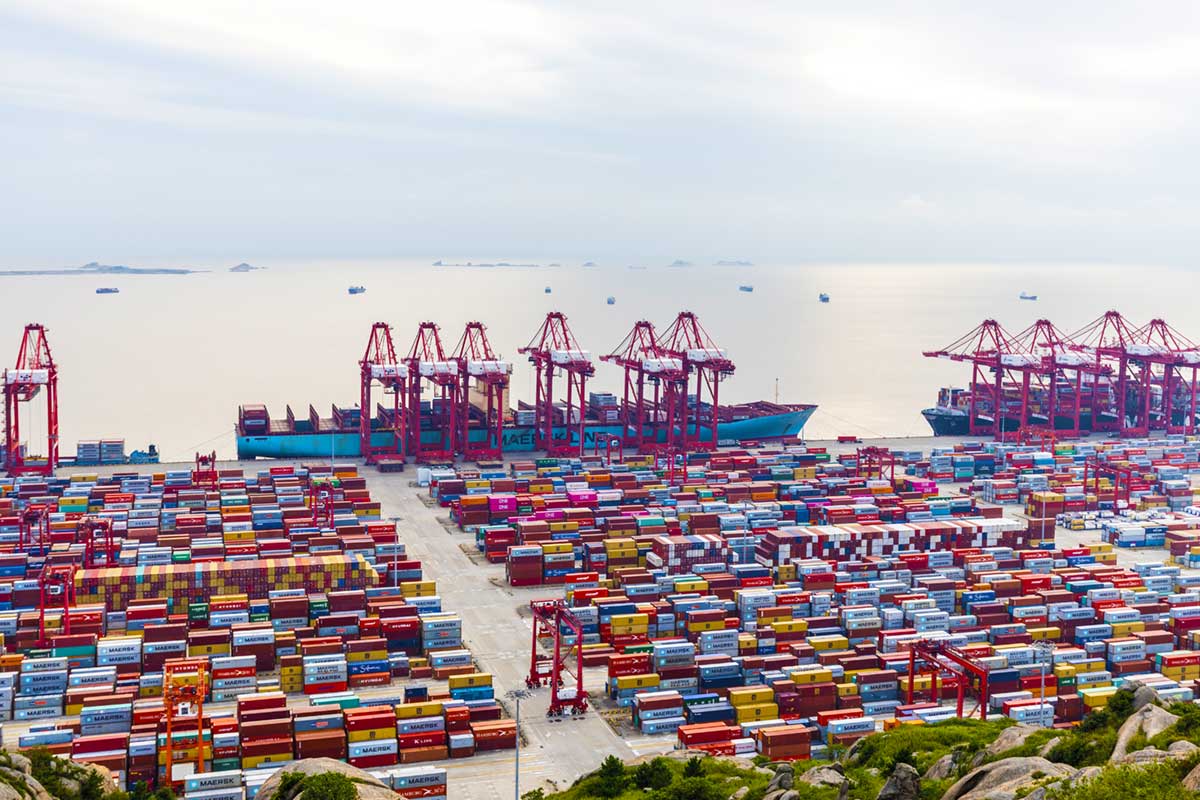 Busy Yangshan container port, Shanghai, China