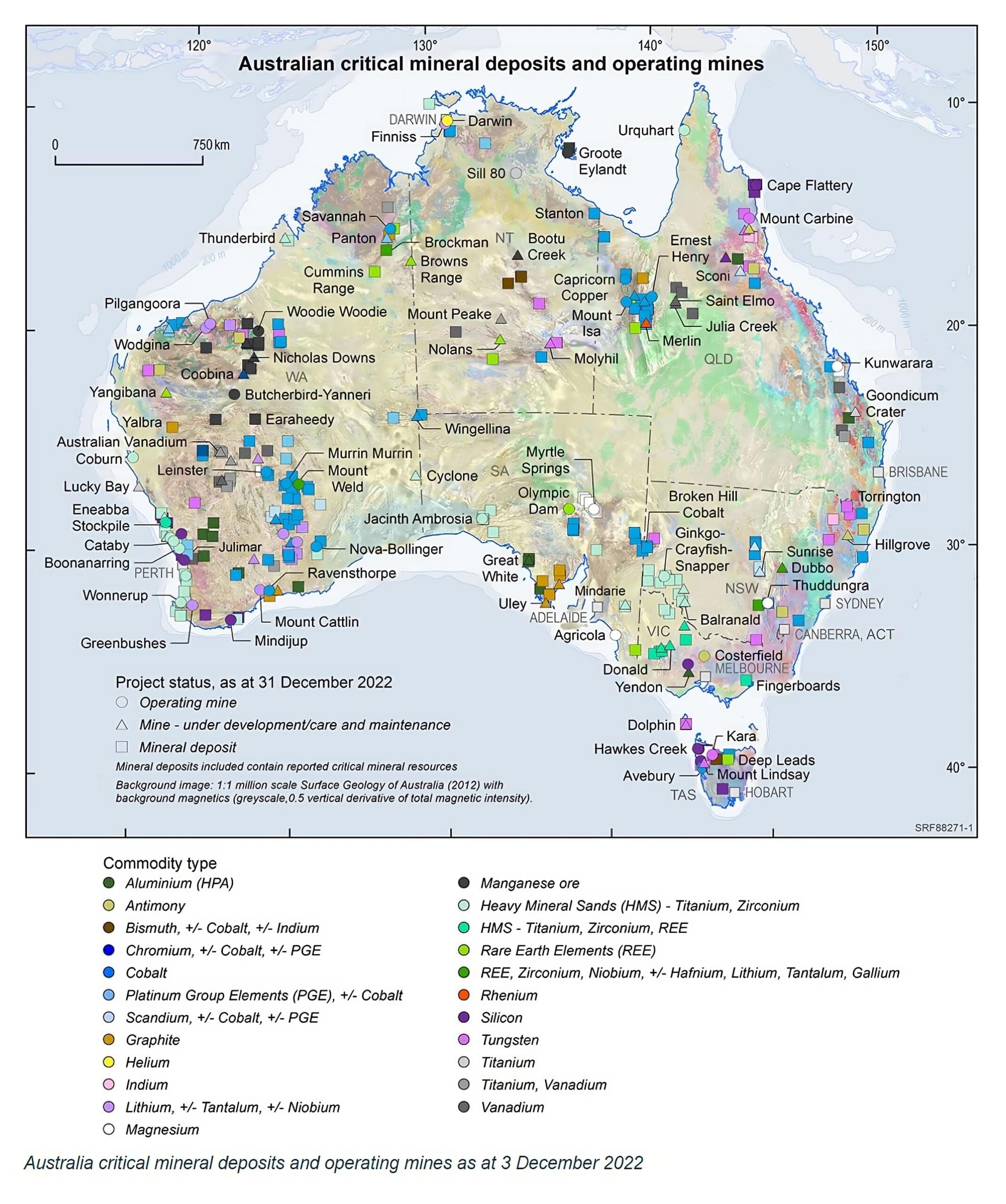 Critical minerals map of Australia